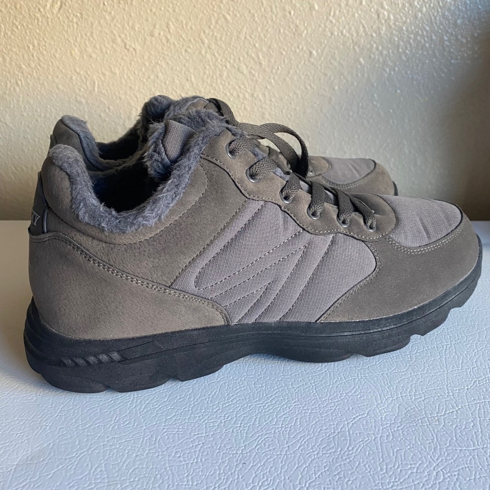 Torisky Mens Winter Snow Boots Faux Fur Lined Grey Sneakers Size 46 EU 12 US
